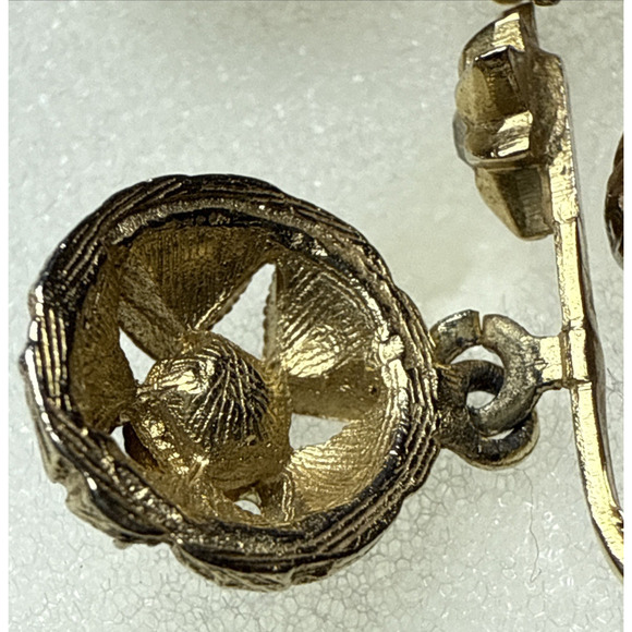 Vintage Atomic Starburst Star Clip On Dangle Earrings Rhinestone - Picture 9 of 15